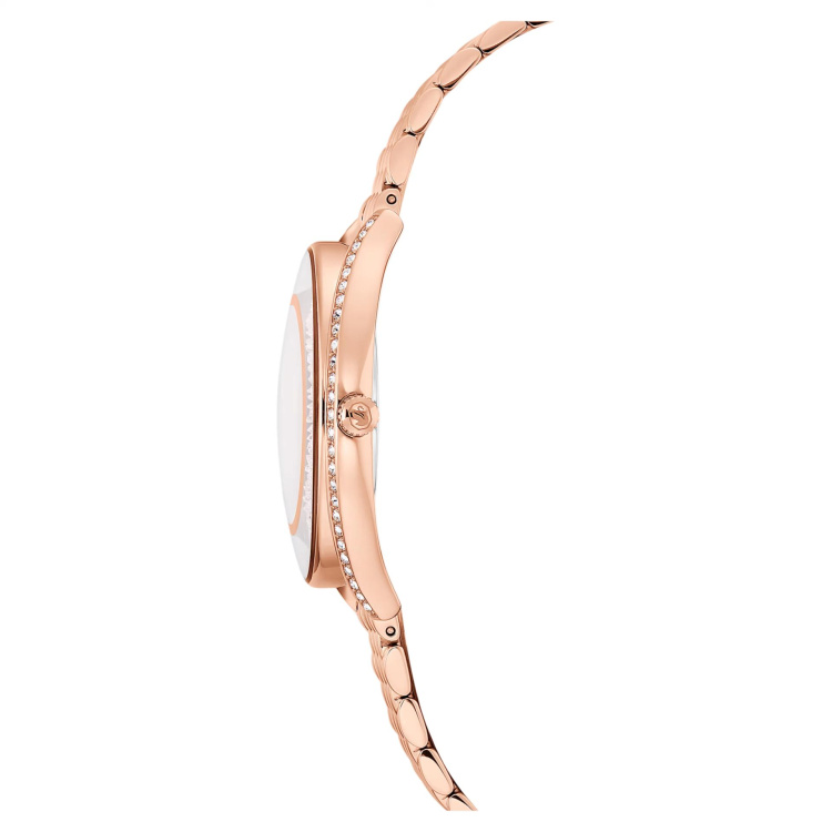 Crystalline aura watch, Swiss Made, Metal bracelet, Rose gold tone, Rose gold-tone finish